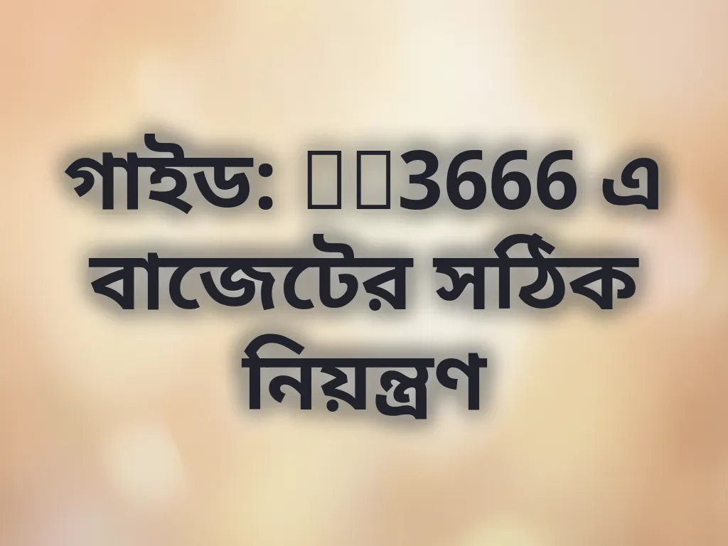 বাজেট ম্যানেজমেন্ট গাইড